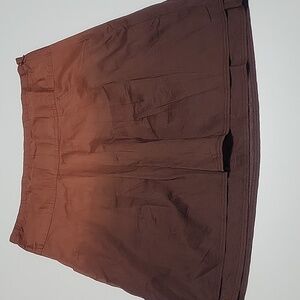 Athleta Rust Brown Pleated Ombre Ruffled Mini Skirt With Pockets